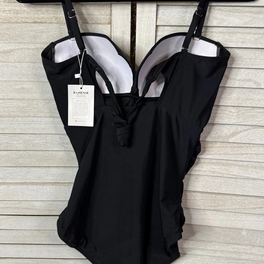 Eomenie Black One Piece Swimsuit Tummy Control Push Up Bathing Suit NWT M